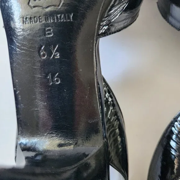 Thierry Mugler Vintage Black Patent Peep Toe Marilyn Monroe Style 6.5 - Picture 10 of 11